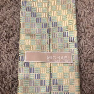 Worn Once Michael Kors Yellow, Green and Blue Pastel Patterned Tie